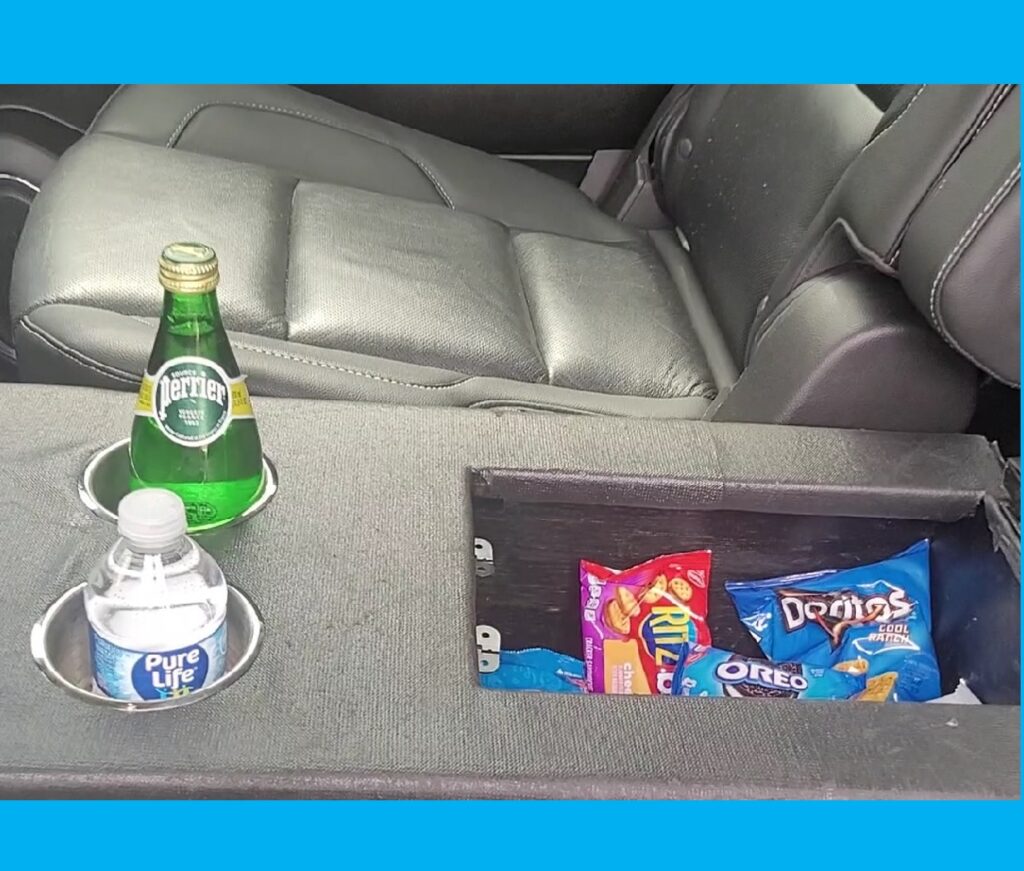 World Class Detroit snacks and beverages in vehicle